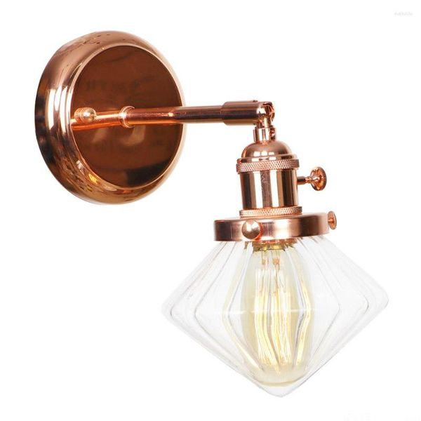 Lâmpadas de parede iwhd estilo nórdico lâmpada de ouro rosa ao lado do quarto espelho de banheiro leve diamante vidro de vidro retrô Fixturea wandlamp LED