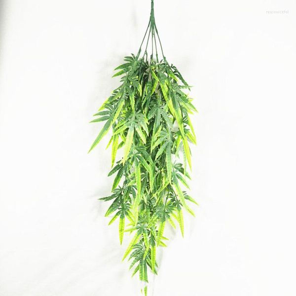 Dekorative Blumen, 78 cm lang, simuliertes Spargelgras, Bambusblattstreifen, Dekoration, Sprühfarbe, Wandbehang, Pflanzenmaterial, Grün