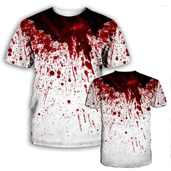 Camisetas masculinas masculino masculino Mulheres camisa pingando o crânio de sangue impressão 3D Moda curta Manga curta Pullover de traje casual