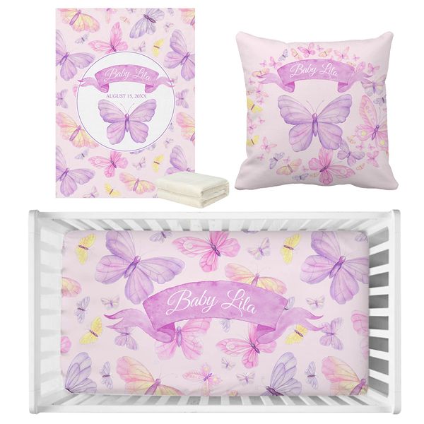 S Lvyziho Rosa e Purple Butterfly Baby Birthday Birthday Gift Gift Baby Shower 230309