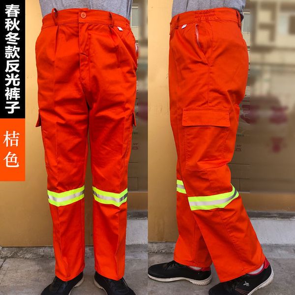 Мужские брюки износостойкие тренировочные брюки апельсиновые хлопковые брюки мужчины повседневные свободные карманные карманные брюки для мужчин 230310