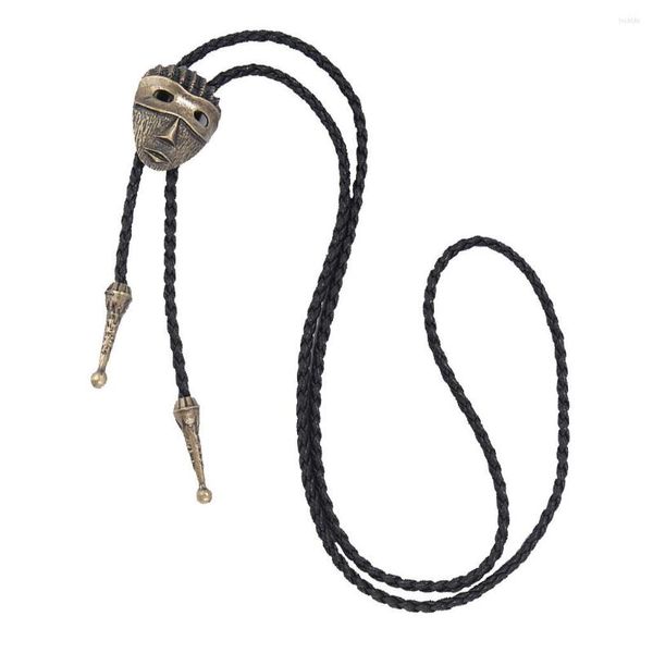 Collane con ciondolo Western Bolo Tie Collana Cravatta Bola Gioielli in pelle da cowboy