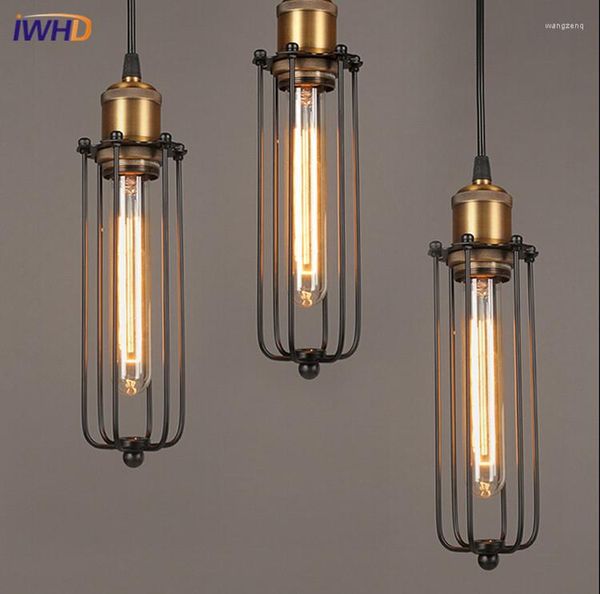 Lâmpadas pendentes Iwhd Retro Industrial Lamp for Bedroom Luzes vintage E27 Bulbos Edison pendurando iluminação em casa lamparas