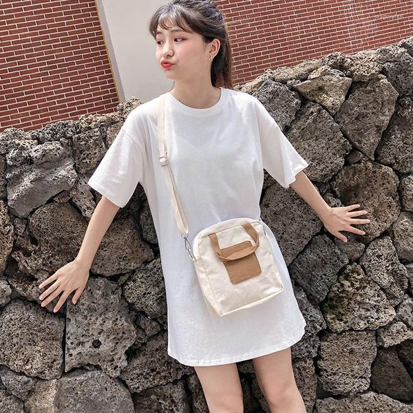 Abendtaschen Kontrastfarbe Canvas One-Shoulder Messenger Bag Korean Harajuku Student Fashion Trend Handtasche