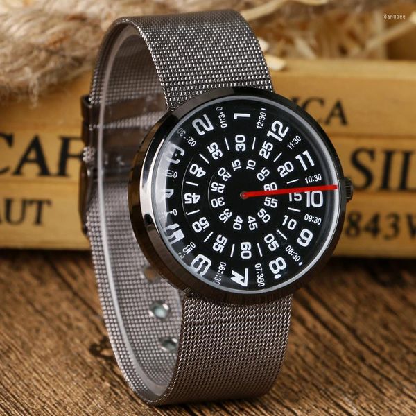 Armbanduhren PAIDU Uhren Männer Kreative Zahlen Rote Hände Uhr Edelstahl Mesh Band Quarz Relogio Masculino Reloj Hombre 2023