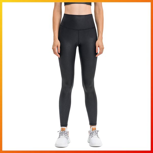 Luluwomen Yoga-Hose, Fitnessstudio, mattes Leder, Textur, Sporthose, Damen, hohe Taille, Bauch, Fitness, Übung, Neun-Punkte-Hose in Übergröße