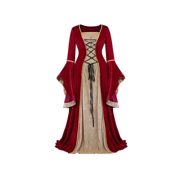 Vestidos casuais Renascença medieval Europeia Veludo vestido de veludo longa Mulheres vestido de corte gótico Partido Cosplay Cosplay Halloween traje elegante 230309