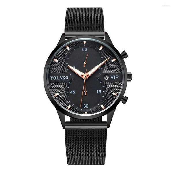 Orologi da polso Cintura in acciaio Maglia Orologi da uomo Moda Casual Orologio da calendario Orologio semplice in pelle al quarzo Relogio Masculino