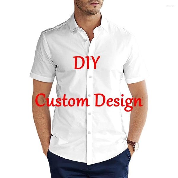 Camicie casual da uomo Unisex hawaiano personalizzato 3D stampa fai da te pulsante maniche corte/maniche lunghe maglietta Hawaii top Camisa Masculina