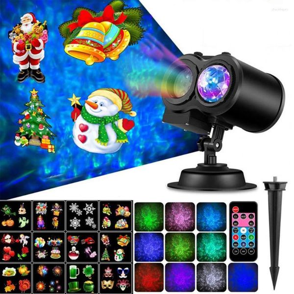 Definir UK Plug Plug Christmas Light Projector Rotativo IP44 Lâmpada de Natal à prova d'água com cartões comunhíveis para pátio