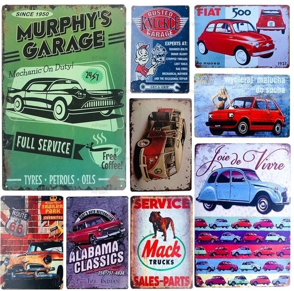 ROTA 66 TIN SIGN CARRO A GAS CARRO DE PINTURA DE PINTURA DE MOTOR CARRÃO MOTOR SIGNS METAL BUS DE BUS DE VENSAS DE VENDAS DO VINTAGE POSTER Decoração de parede de garagem decorativa Decoração de arte personalizada 30x20 W01