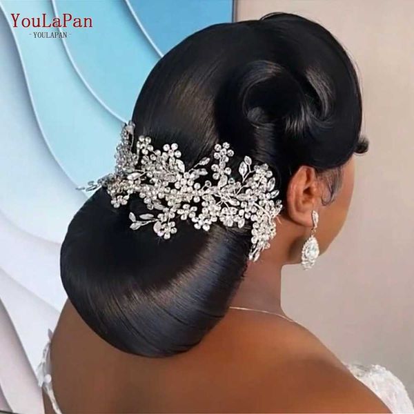 Tiaras topqueen hp253s deslumbrantes cabeceiras florais clipes de cabelos de casamento de cristal shinestone bands para mulheres tiara bridal hair barette r230306