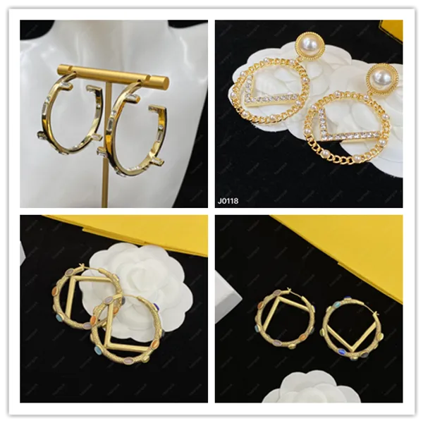 FAFFICIO FF Cangolare Orecchini in oro Designer Orecchie Hoop Earring Pearl Domande di lusso di Luxury Woops F Party Wedding Jewerlry Accessori con scatola