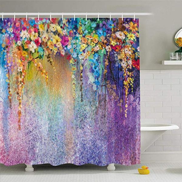 Tende da doccia Casa 180x180cm Colorato Appeso Durevole Fiori 3D Fiore Decorazioni per il bagno Tenda Resistente alla muffa El Impermeabile