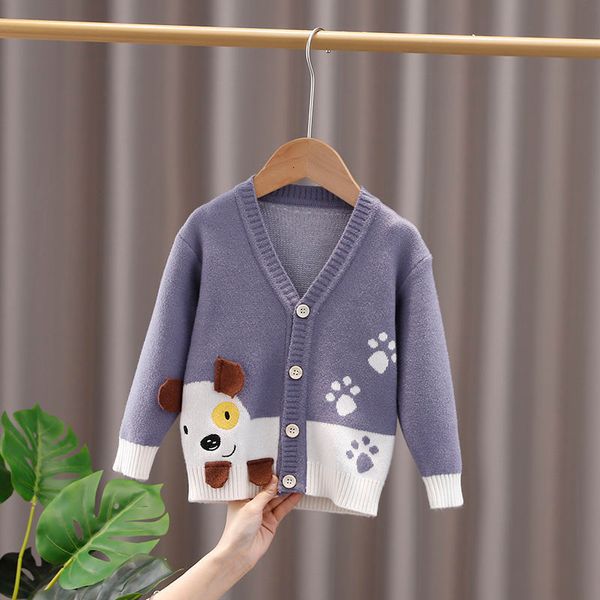 Cardigan Neonata Vestiti Inverno Cane Bambini Ragazzi Giallo Lolita Maglione Manica lunga Top Casual Bambini Pull Fille Tiny Cottons 230310