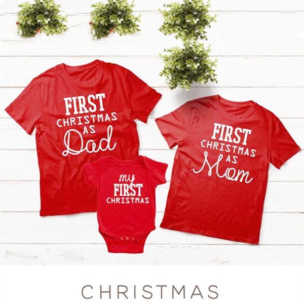 T-shirt da donna Primo Natale Come mamma Vestiti coordinati per la famiglia Madre Padre Figlia Figlio T-shirt per bambini T-shirt a maniche corte