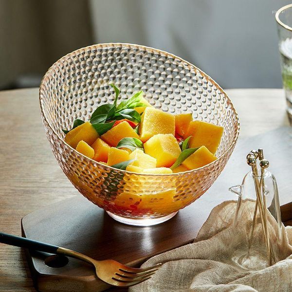 Schüsseln, Salatschüssel, japanischer Stil, unregelmäßiges, schräges Glas, für den Haushalt, kreatives Dessert, gut aussehendes Geschirr, transparent