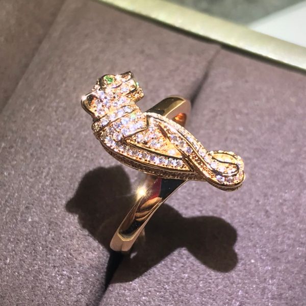 Anello Panthere da donna designer per uomo con diamanti Occhiali smeraldo Placcato in oro 18 carati T0P qualità più alta qualità di moda regali premium 013