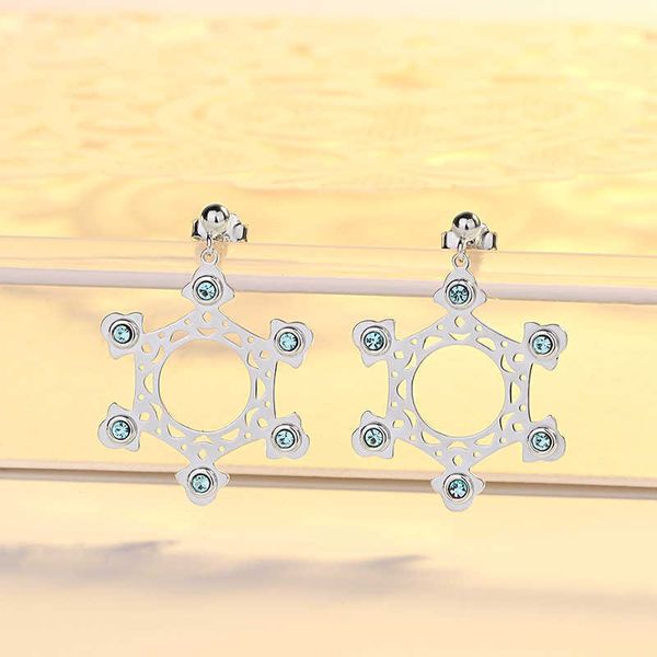 Orecchini in argento sterling 925 con stella cielo ruota panoramica orecchini femminili versione coreana moda gioielli con diamanti esagonali