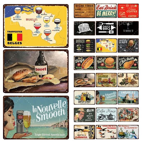 Vintage-Poster, Hot Burger, Blechgemälde, Poster, Weingut, Wohnzimmer, Bar, Wanddekoration, Aufkleber, Geschäft, Huhn, Hotel, Szenenlayout, Wein, 30 x 20 cm, W03