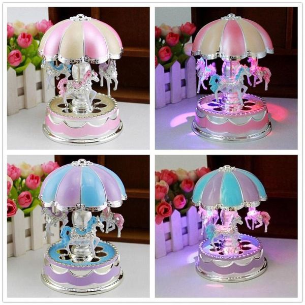 Dekorative Figuren Objekte für Mädchen Spieluhr Merry Go Round LED 6 7 8 9 10 11 Jahre altes Kind Geburtstag Spielzeug GeschenkeDekorativ