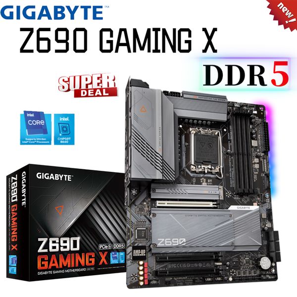 Gigabyte Z690 Gaming x D5 Suporte à placa -mãe Intel 12th Gen LGA 1700 CPU DDR5 6000MHz 128GB NVME PCIE 4.0 M.2 ATX PLACA ME NOVO