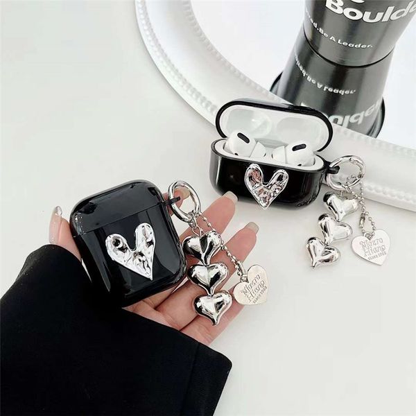 Per Airpods Pro 2 Custodie Custodia Designer Branding Bluetooth ForAirPods 1 2 3 4 Cover Ciondolo amore Custodia protettiva per auricolari antiurto Anti smarrimento