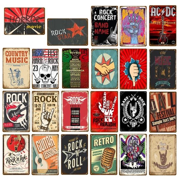 Retro New Tin Decor Hard Rock Roll Poster Country Music Jazz Metallschilder Retro Party Dekor Pub Bar Cafe Club Dekoration Vintage Wandplaque Größe 30x20cm W02