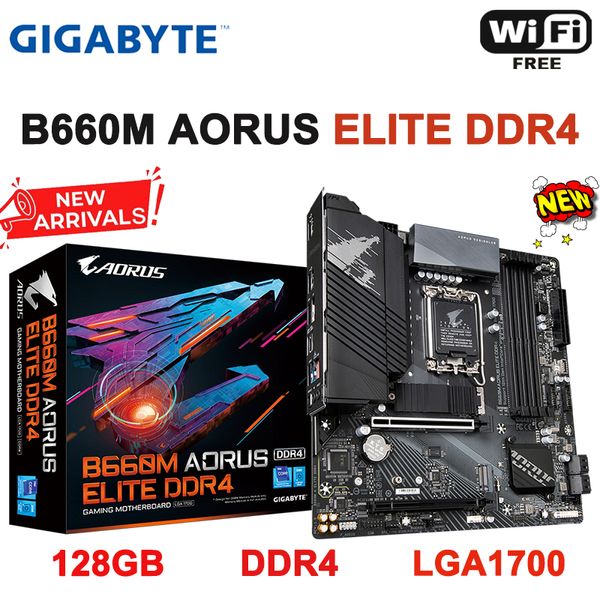 Gigabyte b660m aorus elite ddr4 placa -mãe lga1700 Intel B660 DDR4 128GB 5333 (O.C.) MHz Suporte