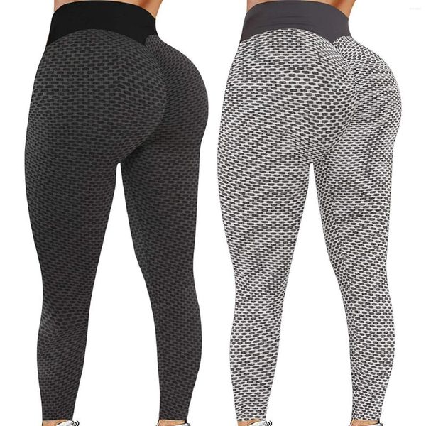 Leggings da donna 2 pezzi/borse Collant a griglia Pantaloni da yoga Donna Vita alta traspirante senza cuciture Palestra Fitness Abbigliamento push up Pantaloni da ragazza