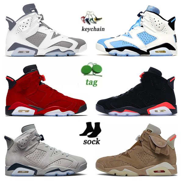 Yüksek OG Jumpman UNC 6 Mens Basketbol Ayakkabıları 6S IV Cactus Jack İngiliz Haki Toro Yıkanmış Denim Singles Günü Krom Kara Kedi J6s Kızılötesi Erkek Kadın Eğitmenler US13