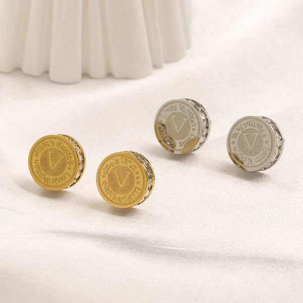 Conjunto de colar de brincos de prata 925 de designer Brincos com letras circulares Colar de pingente de design com logotipo da marca Colar de joias de ouro 18K Brincos de carimbo Presente romântico