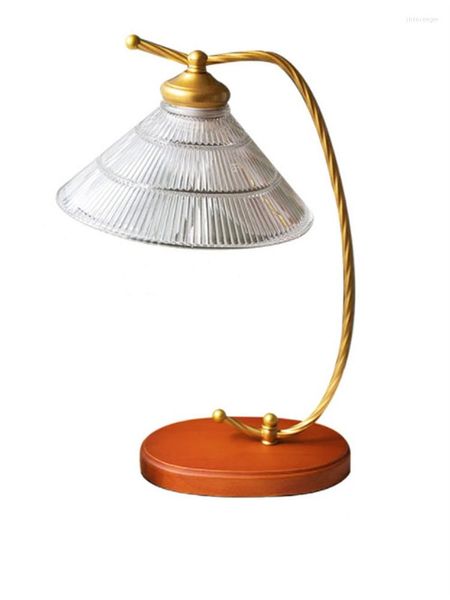 Lâmpadas de mesa American Medieval Luxury Glass Lamp LED E27 Vintage Retro Mesa Luzes de Casto de Bensão Cafe