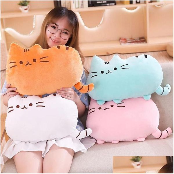 Doldurulmuş Peluş Hayvanlar Kawaii Kedi Yastığı Yastık Yumuşağı Yumuşak Colorf Oyuncaklar Gri Pembe Bebek Ev Eşyaları Hediyeleri Kız arkadaşı Drop de Dhao4