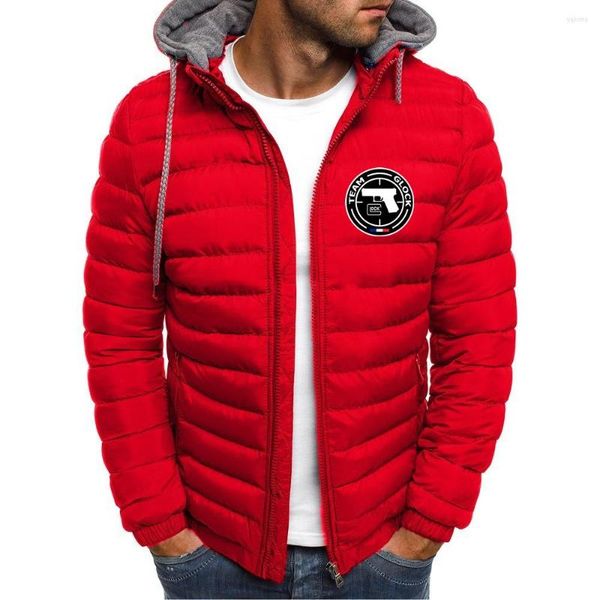 Herrenjacken 2023 Herbst Winter Pistole Marke Logo Druck Anpassbare Herren Einfarbig Reißverschluss Langarm Daunenjacke