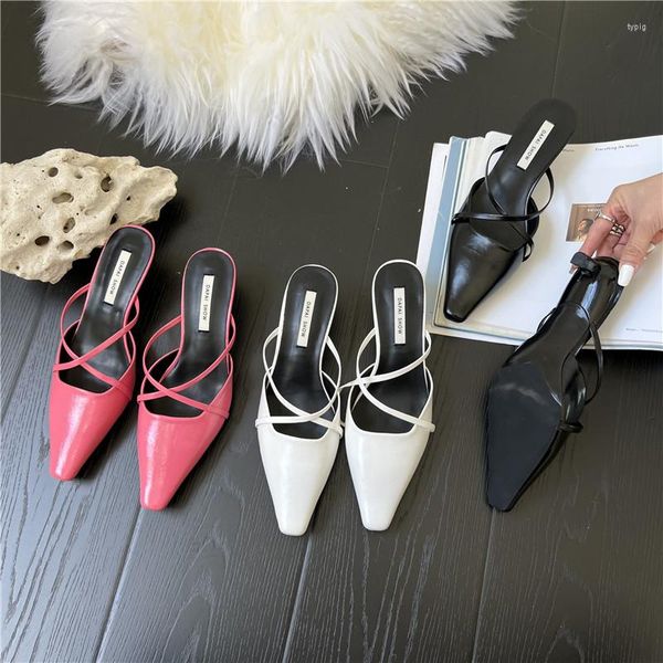 Sandalen Temperament Fee Stil Geschlossener Zeh Cross Strap Pumps Mode Spitz Sexy Kitten Heel Höhe 4 cm