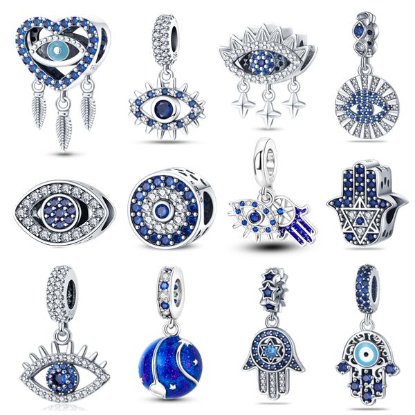 Pandora S925 Серебряное серебро блестящее магическое глазное подвеска, подходящая для браслетов DIY Модные украшения