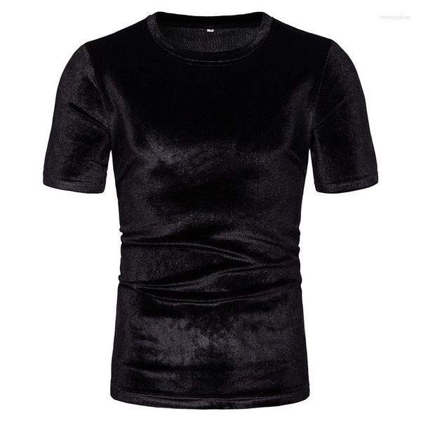 Erkekler Tişörtleri 2023 Yaz Velvet Gömlek Erkekler Kısa Kollu Velor Vintage High Street Üstler Giyim Giyim Sıradan Adam Tee Mujer Camisetas