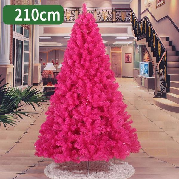 Noel dekorasyonları 210cm ağaç pembe gül ev için yapay kırmızı