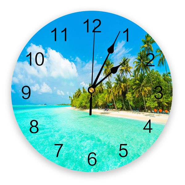 Wanduhren Strand Ozean Himmel Landschaft Wanduhr Modernes Design Wohnzimmer Dekoration Küchenuhr Mute Wanduhr Home Interior Decor 230310