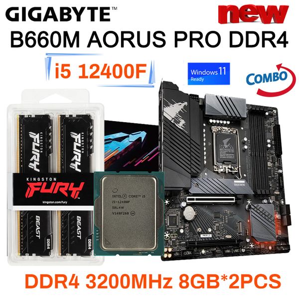 Gigabyte B660m Aorus Pro DDR4 Anakart Intel I5 12400F CPU DDR4 3200MHZ 8GB *2PCS SET COMBO PCI-E 4.0 M.2 PLACA ME YENİ