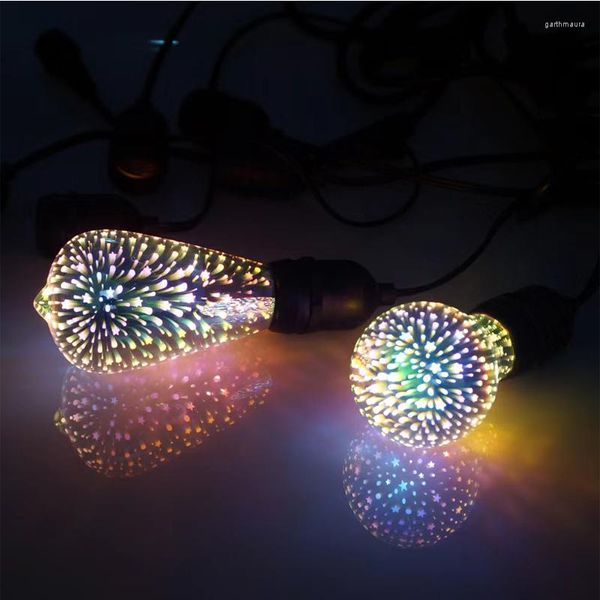 Красочная светодиодная лампочка Edison E27 220V винтажное фейерверки