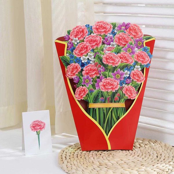 Carte regalo Fivecolor 3D Pop Up Carte per la festa della mamma Regali Bouquet floreale Biglietti d'auguri Fiori per mamma Moglie Compleanno Simpatia Guarisci Z0310