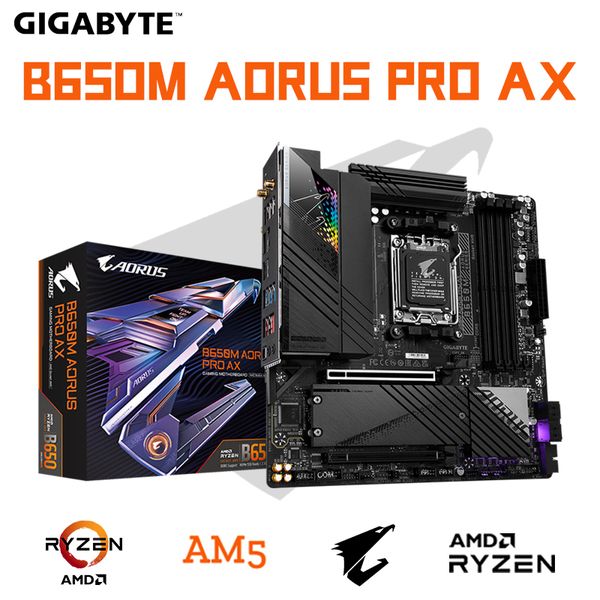 Gigabyte GA B650m Aorus Pro Balta Yeni Mikro-ATX AMD B650 DDR5 6600 (OC) MHZ M.2 USB3.2 128G Wi-Fi 6E Soket AM5 Anakart