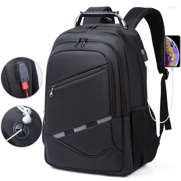 Backpack Multifuncional Charging Headphone Jack de grande capacidade Bolsa de viagem ao ar livre com faixa refletiva noturna