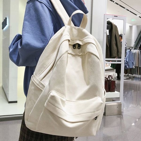 Borse da scuola JOYPESSIE Moda femminile Bookbag Zaino da donna in cotone per adolescenti Ragazza College Uomo Borsa da scuola nera Studente Mochila 230309