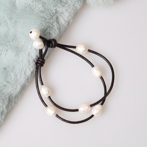 Strang Kleine Perlen Lederarmbänder für Frauen Zwei Stränge Perlenarmbänder Perlen handgefertigt