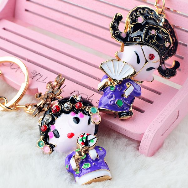 Anéis -chave chineses Rhinestone Dragon Dance Lion Opera Rings Rings Correntes Crystal Animal Keychains for Car Chairings Bag Char