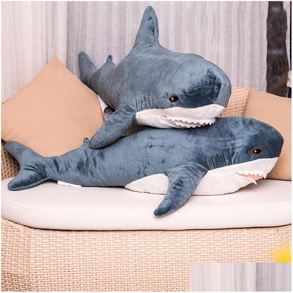 Фаршированные плюшевые животные 60 см а -акула рукавая подушка подушка для путешествий -спутник игрушка подарки милые игрушки для животных для детей бросают подарки dh9l3