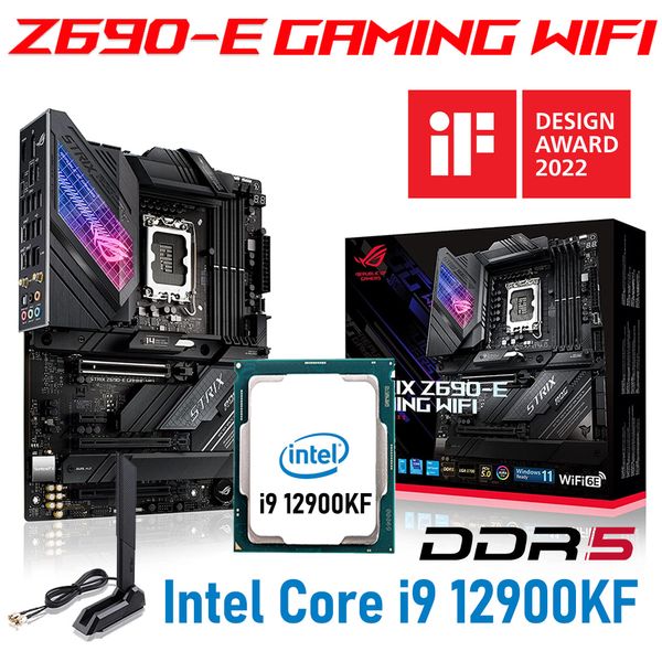 Asus Rog Strix Z690-E Wi-Fi com Intel Core i9 12900kf Motherboard Combo i9 DDR5 128 GB Intel Z690 Gaming Placa-Me Kit Novo